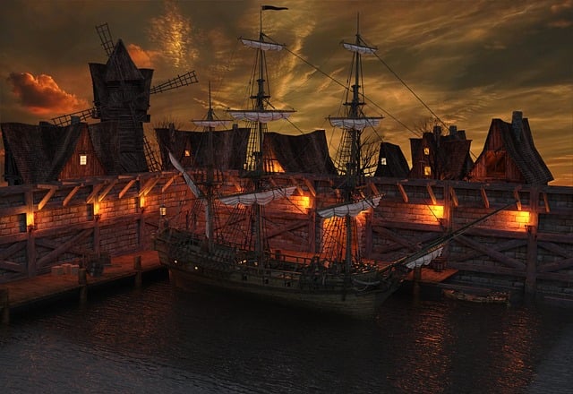 A picturesque village overlooking the blue sea in Southern Europe